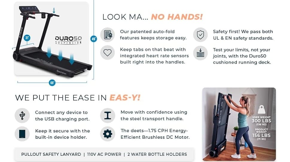 Echelon Stride Treadmill Features