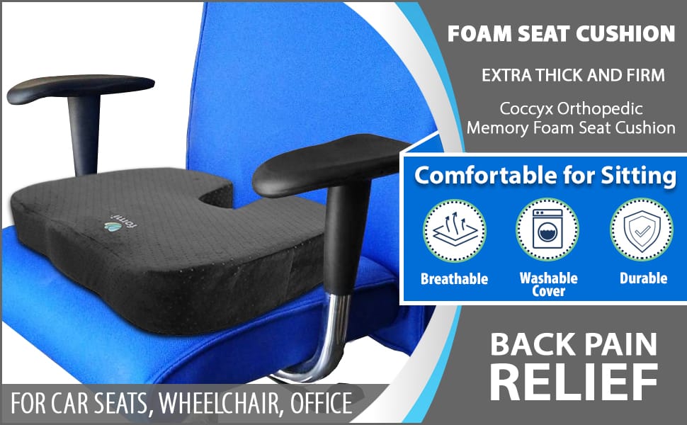 FOMI Extra Thick Firm Coccyx Orthopedic Memory Foam Seat