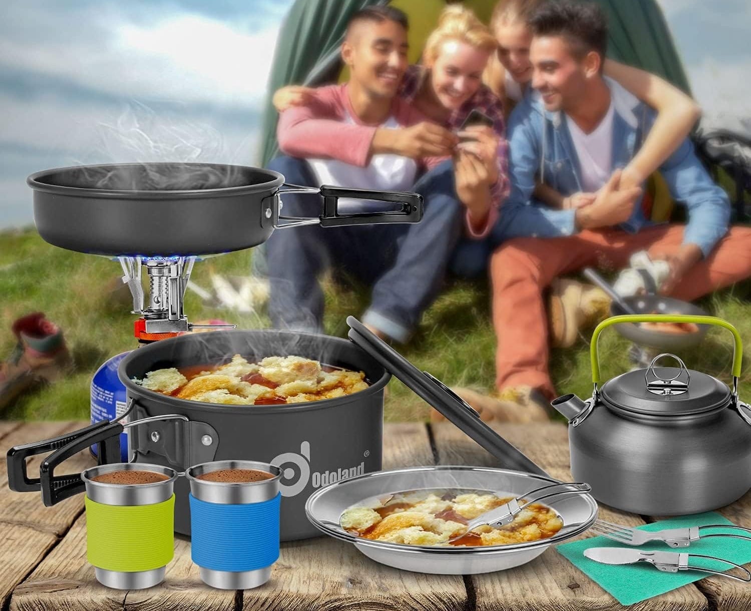 Odoland Camping Cookware Mess Kit