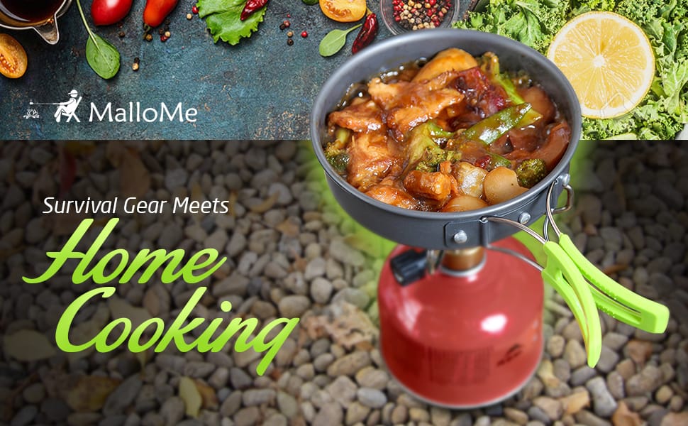 MalloMe Camping Cookware Mess Kit for Backpacking Gear