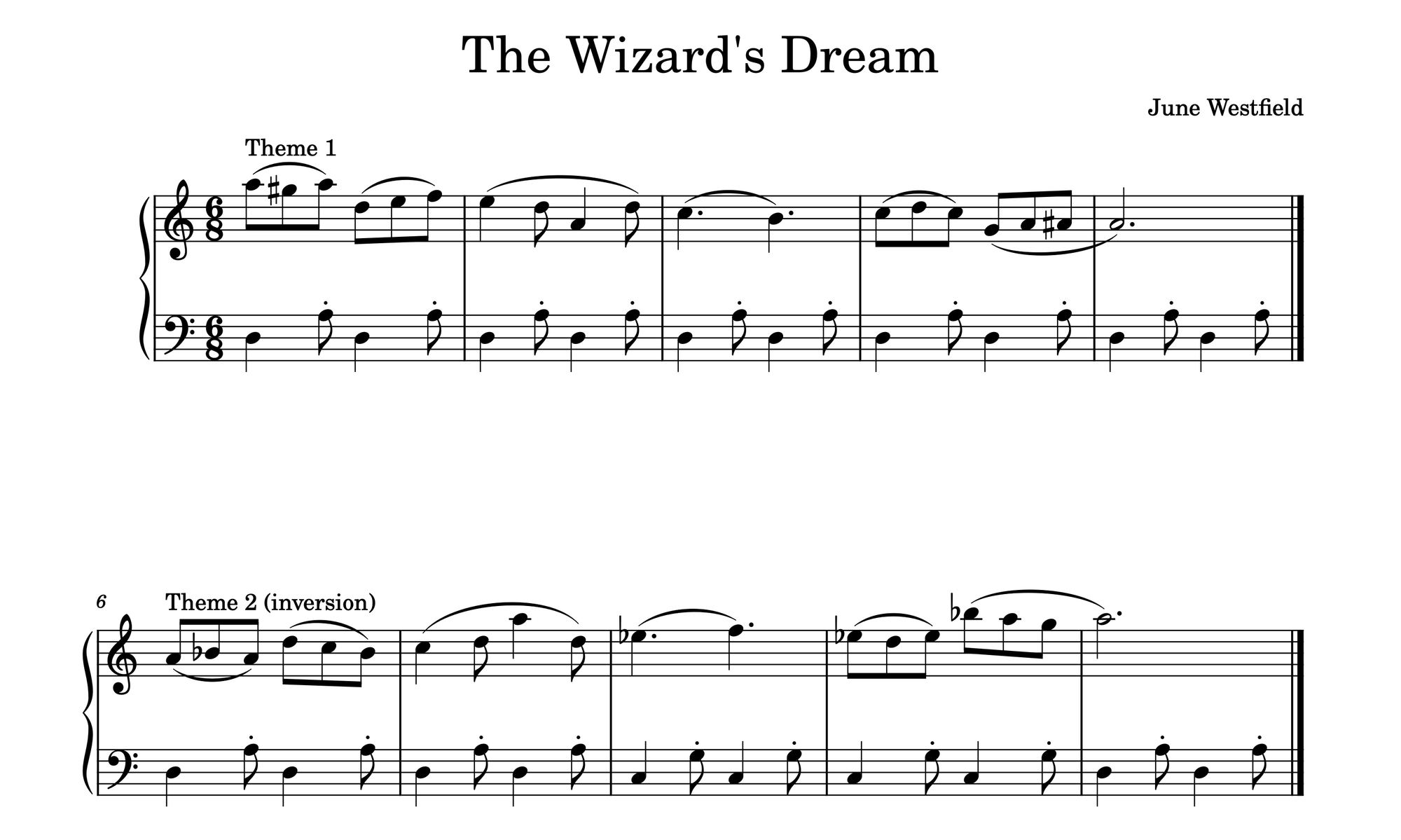 sheet music showing the 2 different themes