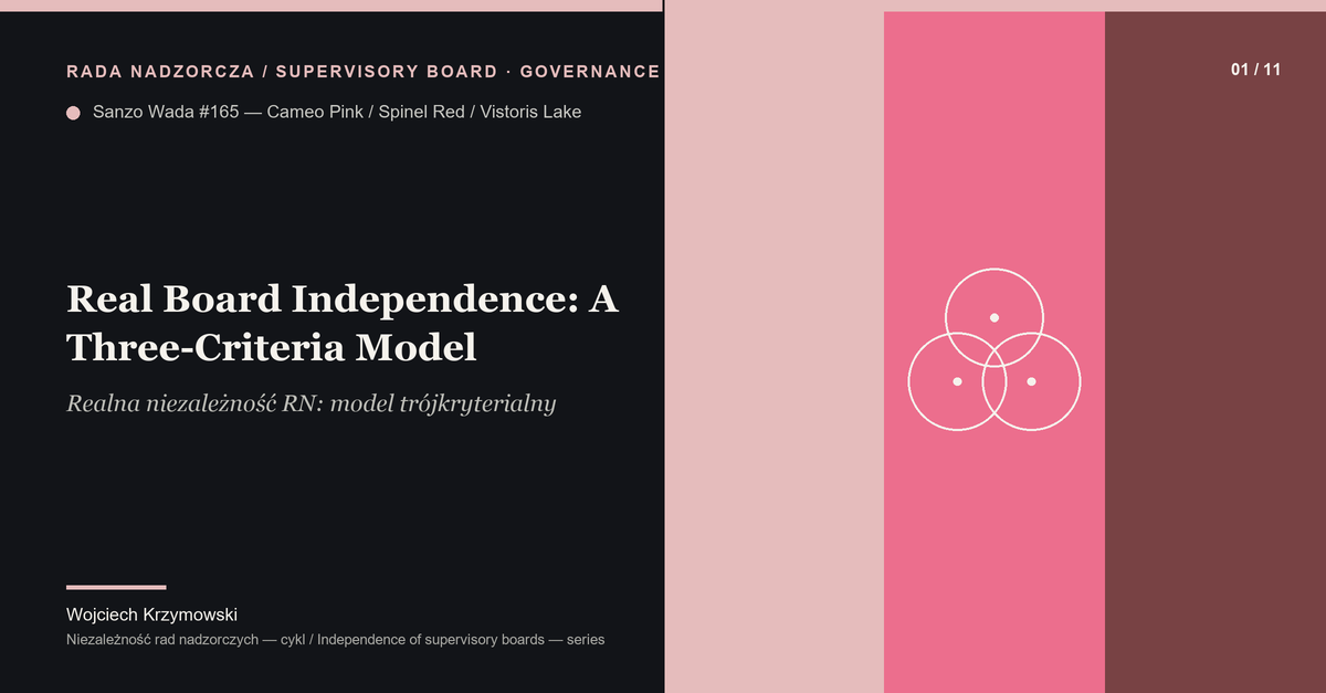 Real independence on the supervisory board: a three-criteria model for the age of Omnibus I