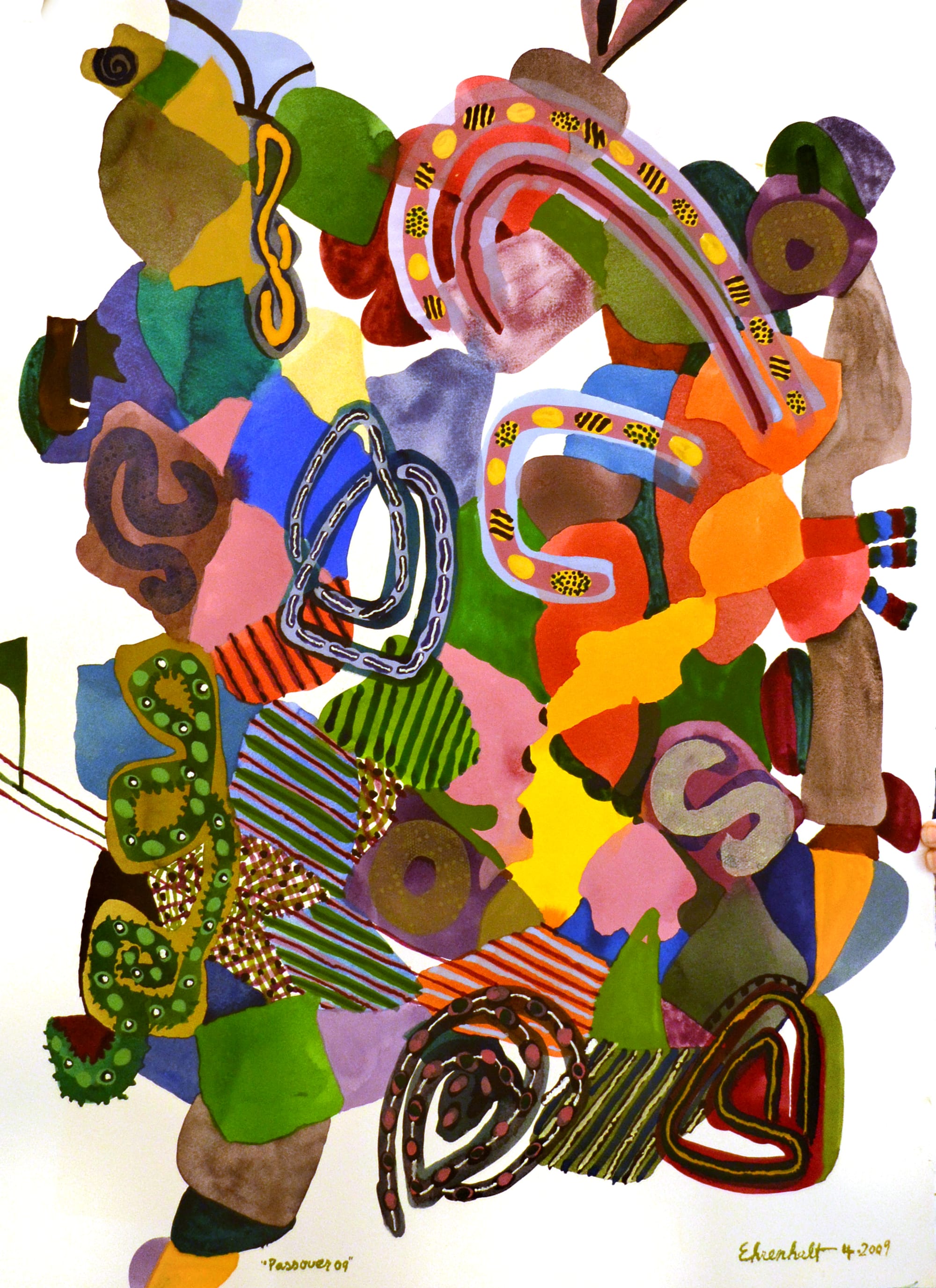 a painting full of abstract shapes and colors, feeling very energetic and alive