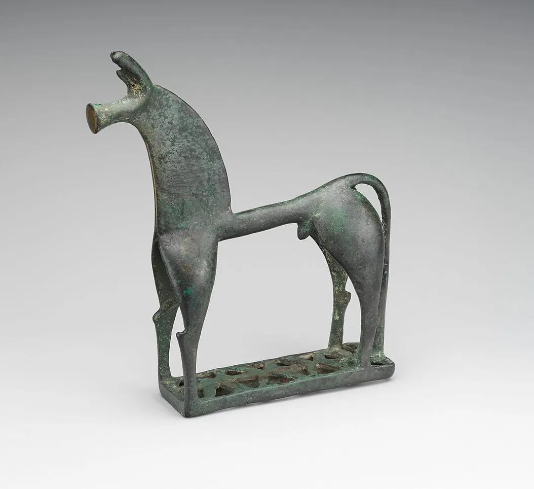 A bronze, very abstracted horse