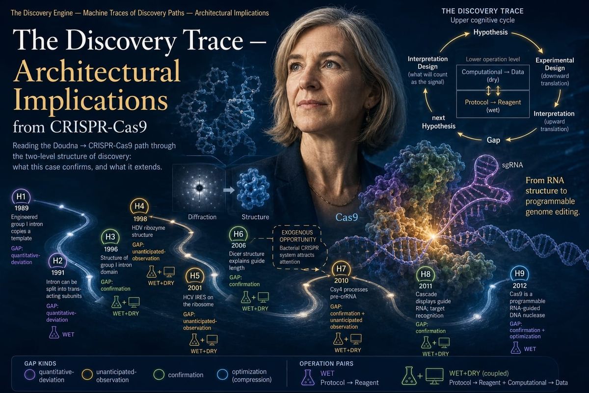 The Discovery Trace — Architectural Implications from CRISPR-Cas9