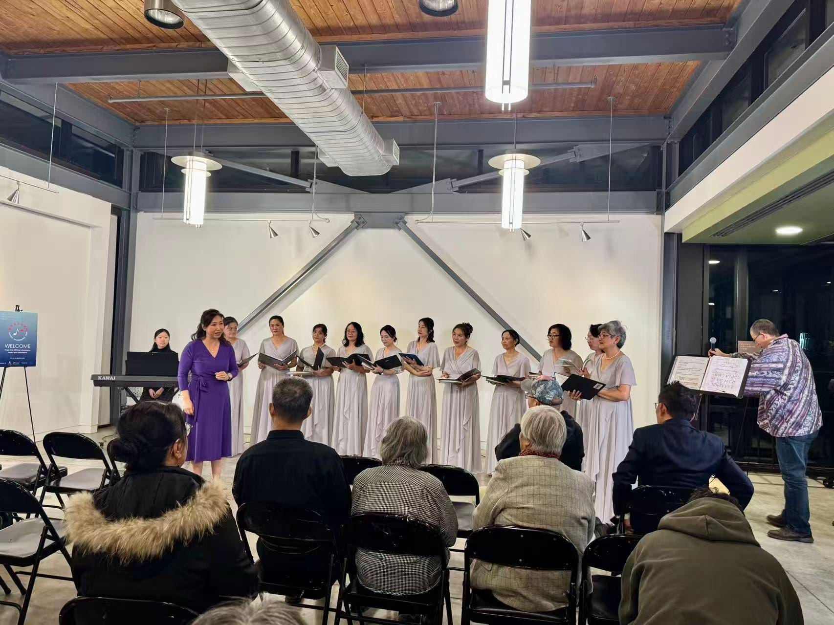 NeoVoce Philharmonic Choir performing at the Harmonic Resonance Community Concert in Mississauga on October 16, 2026, with audience members watching.