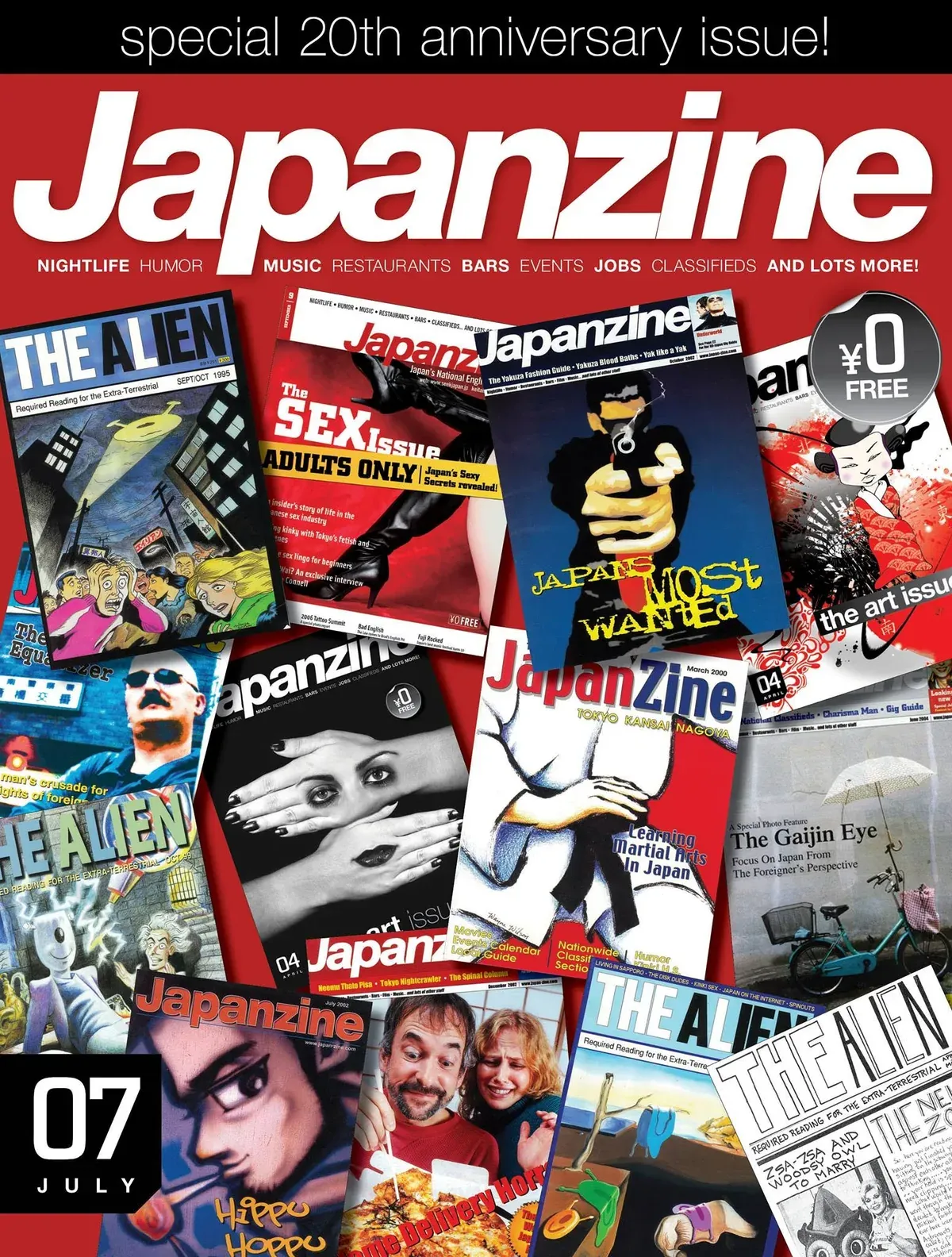 An Image of the Japanzine magazine's 20th anniversary cover - a nationally circulated English Language Magazine during the 90s and 2000s