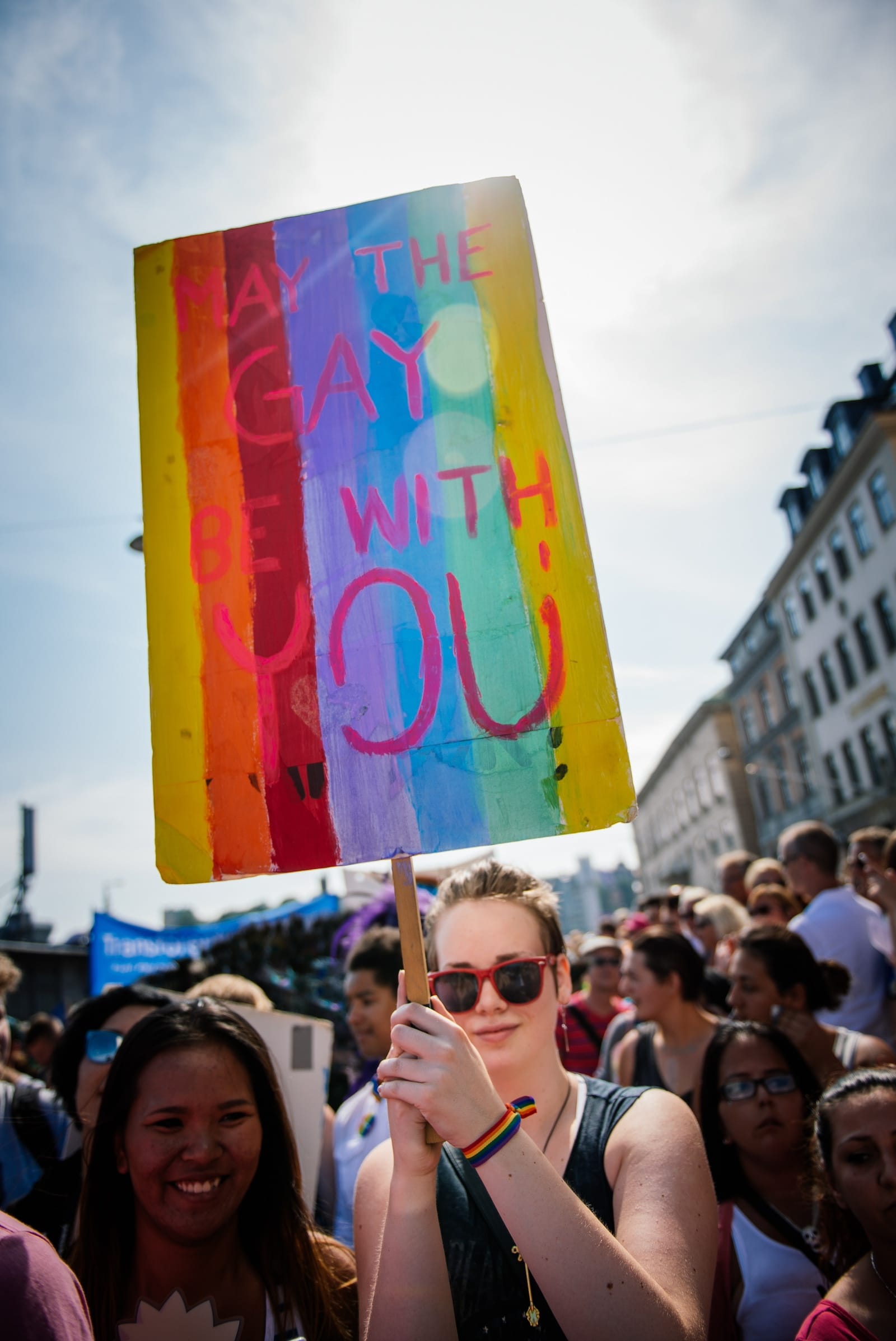sweden pride may the gay be with you sign lgbt rainbow