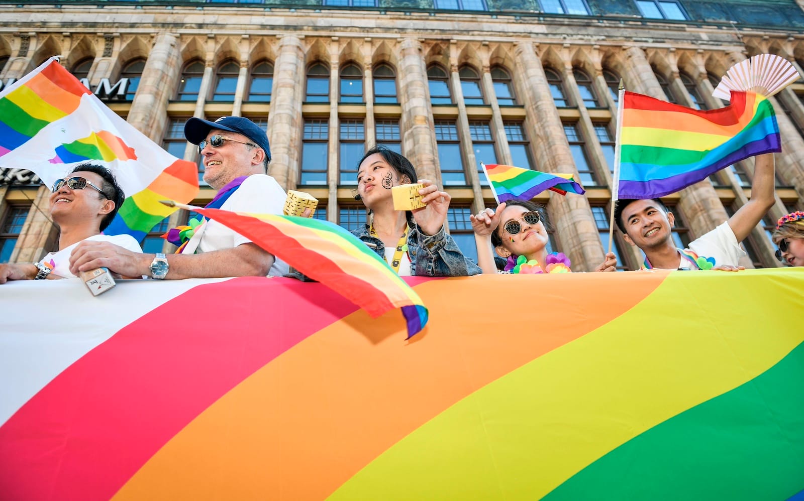 stockholm pride rainbow flags