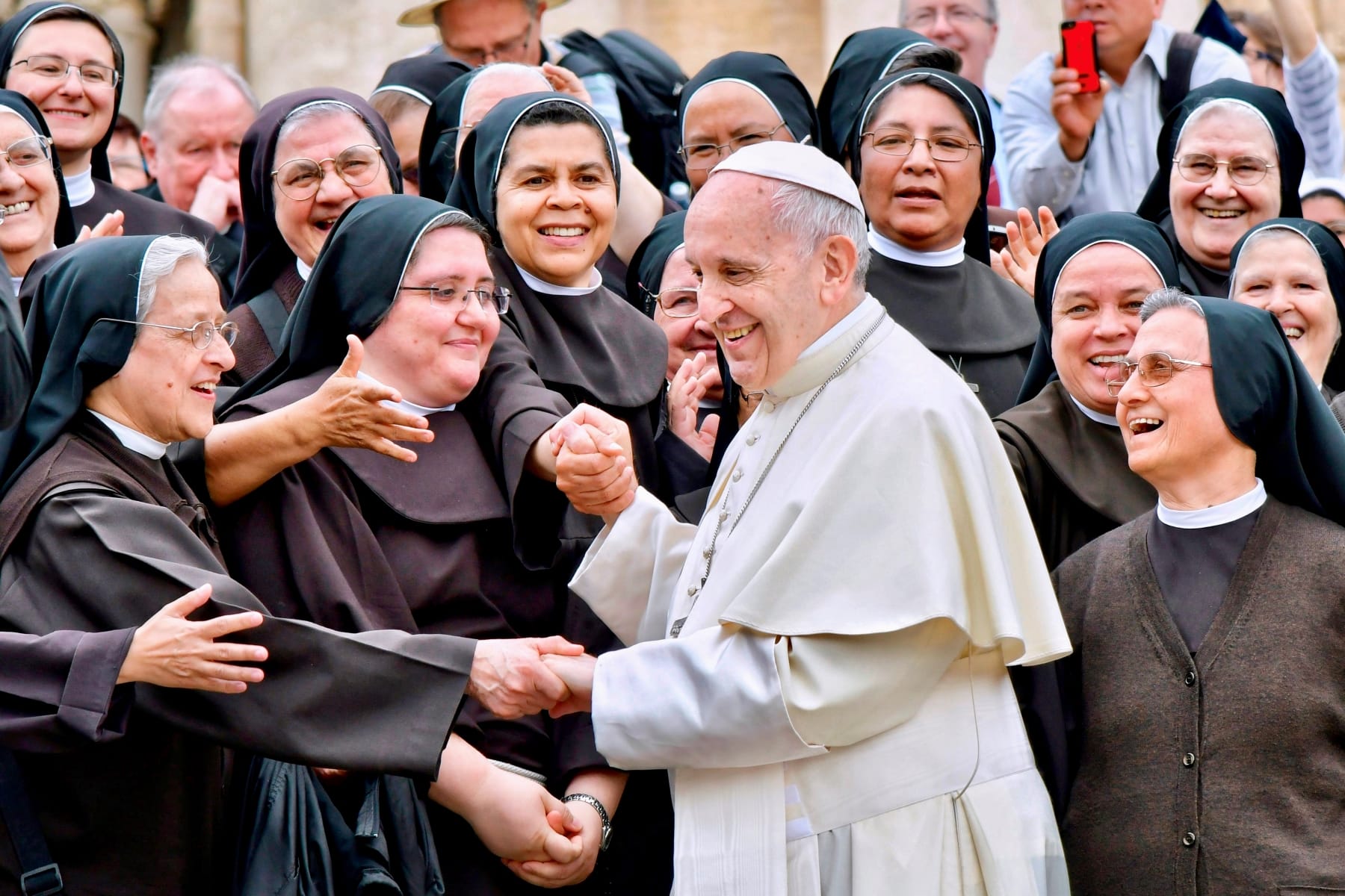 catholic women protest male conclave pink smoke