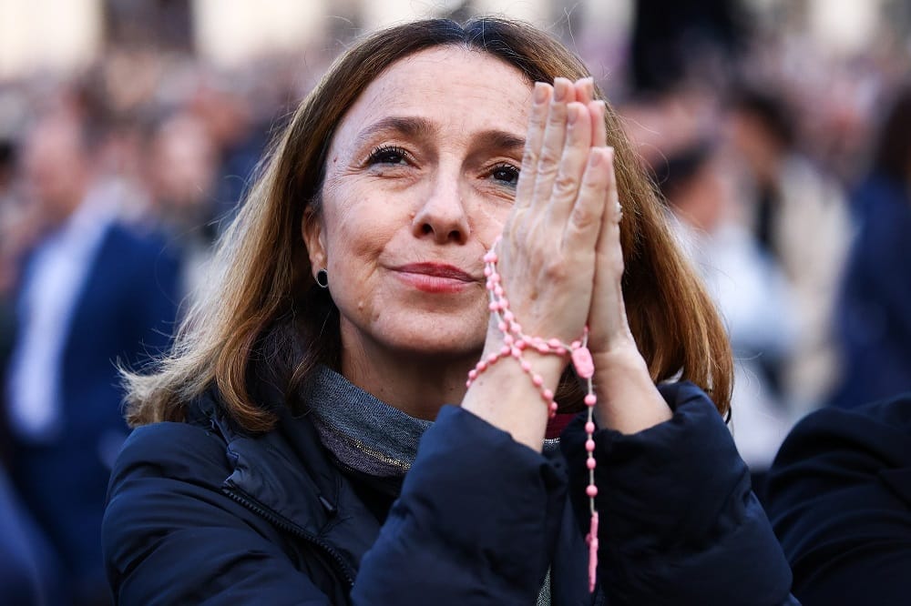 catholic women protest male conclave pink smoke