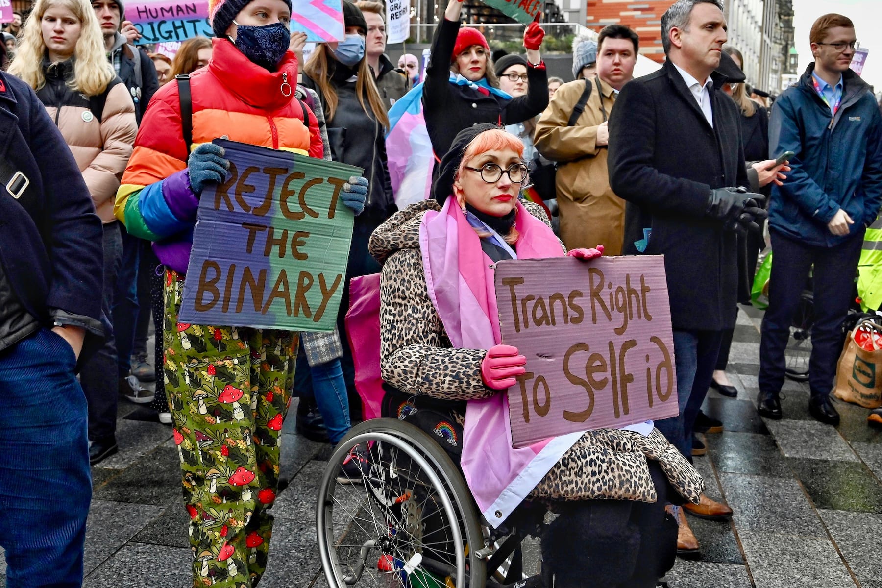 protest outside uk court trans rights