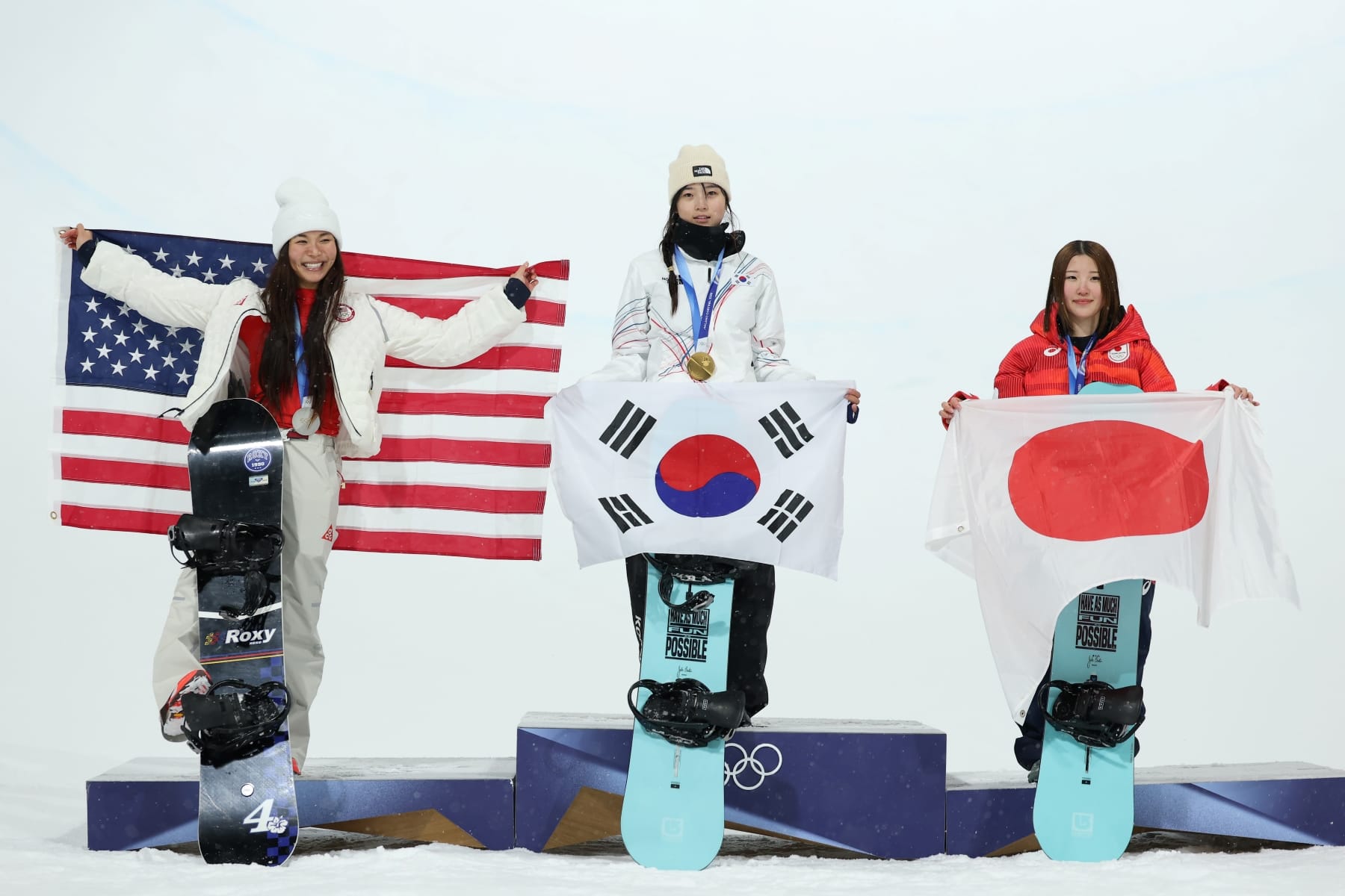 halfpipe snowboarding all asian women podium milan olympics