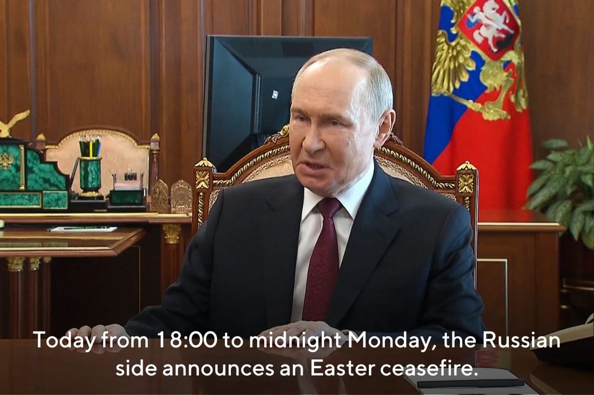 russia easter one day truce ukraine putin speech