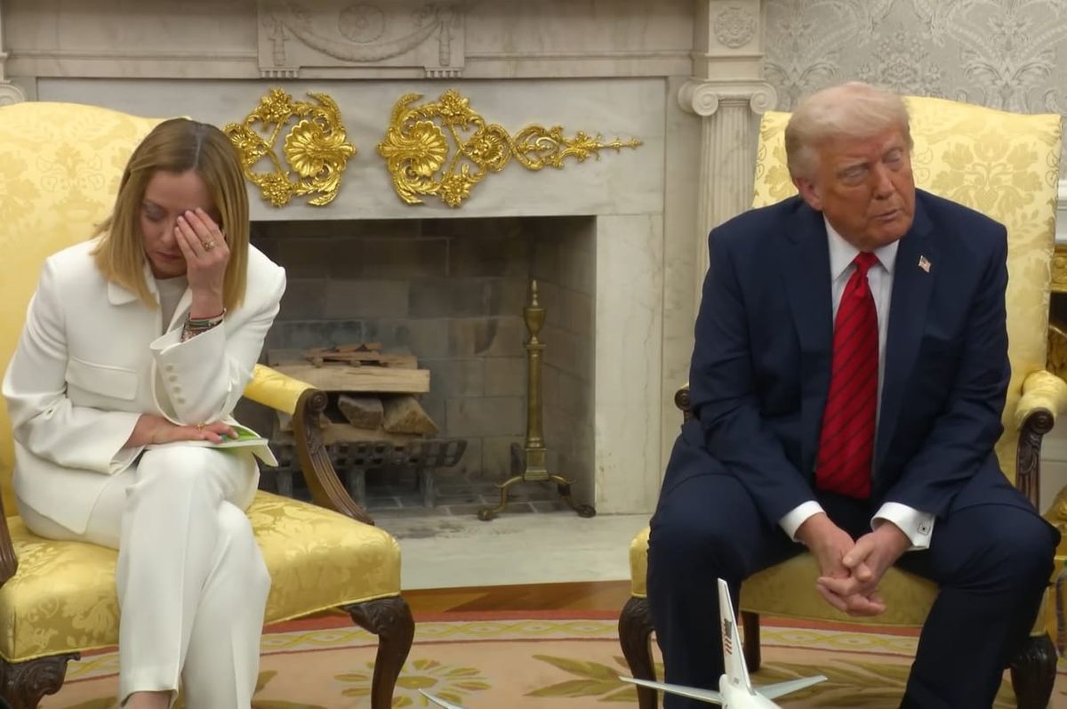 giorgia meloni italy roll eyes trump eu tariffs