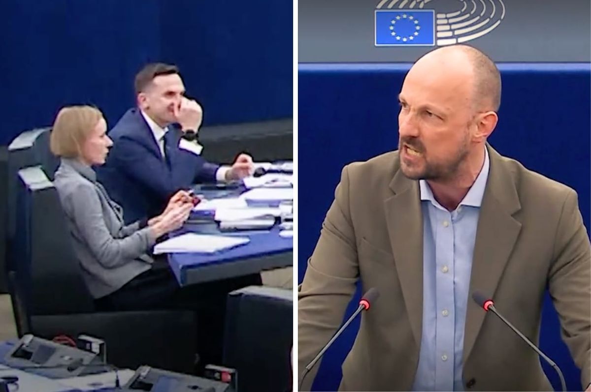 belgian mep marc botenga gaza polish laugh eu