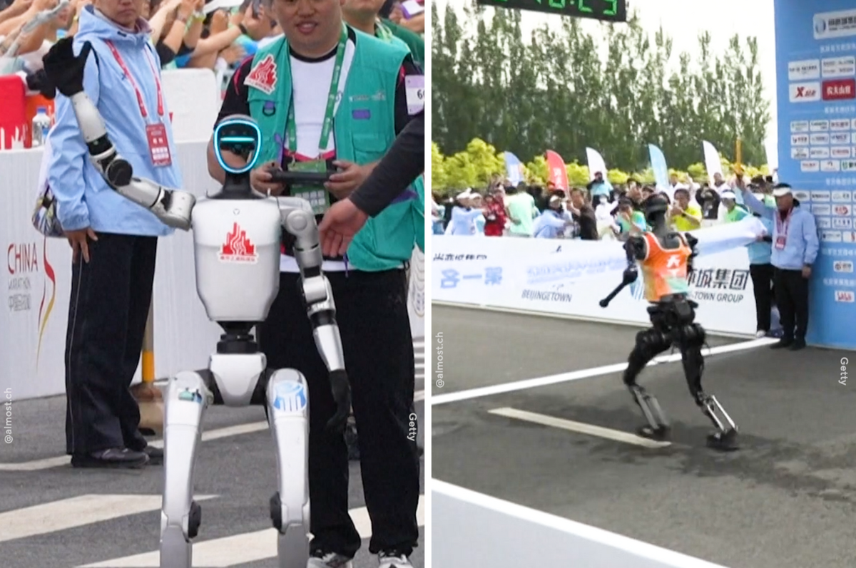 China beijing robots human marathon