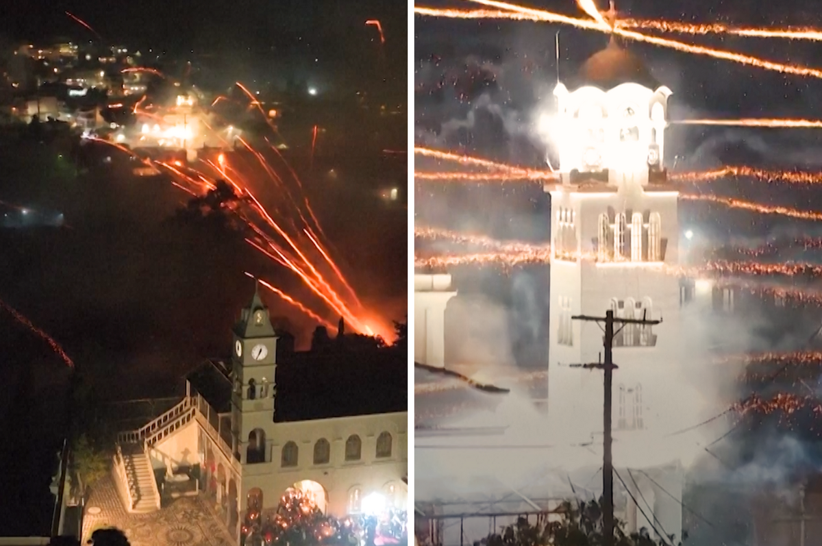 Greek churches easter fireworks battle