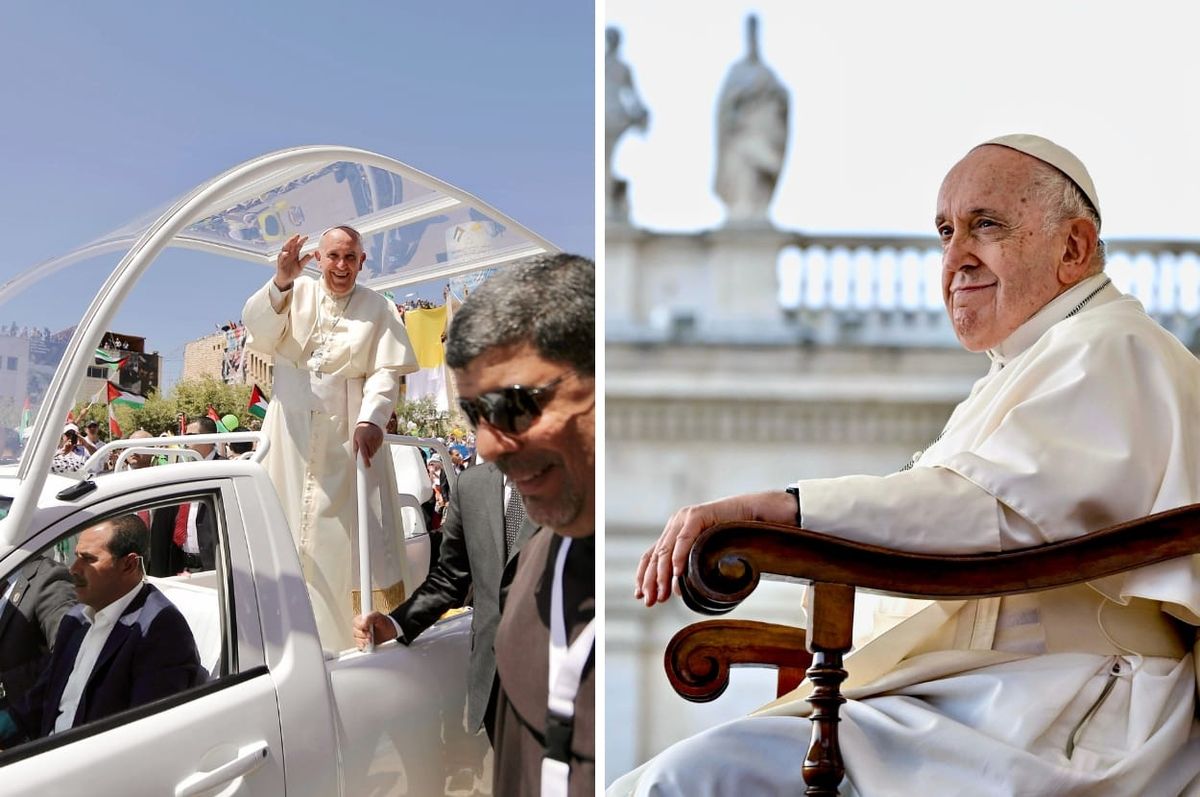 pope francis popemobile gaza children clinic