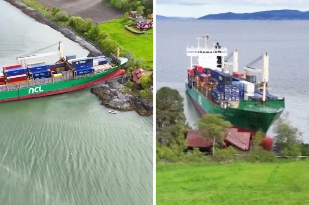 norway man cargo ship garden