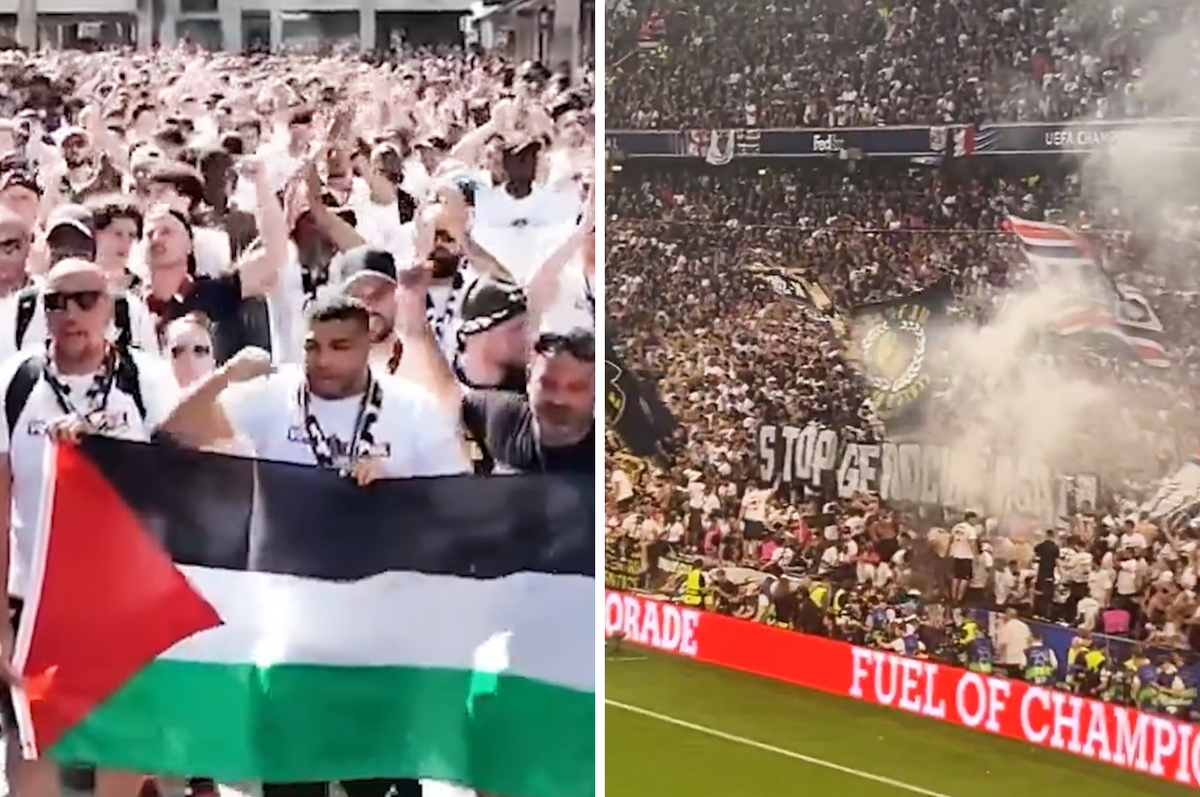 Paris saint-germain protest gaza uefa final 2025