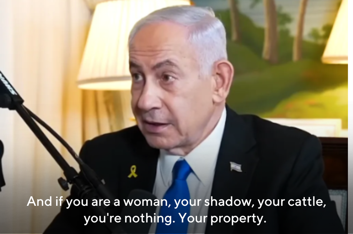 Netanyahu full send podcast gaza women property