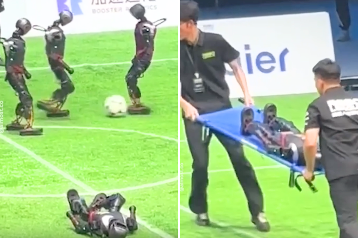 China ai robot football match