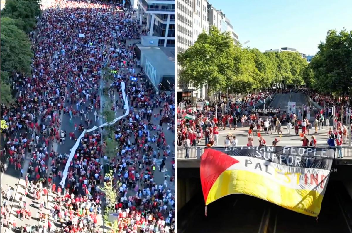 belgium gaza protest red line brussels