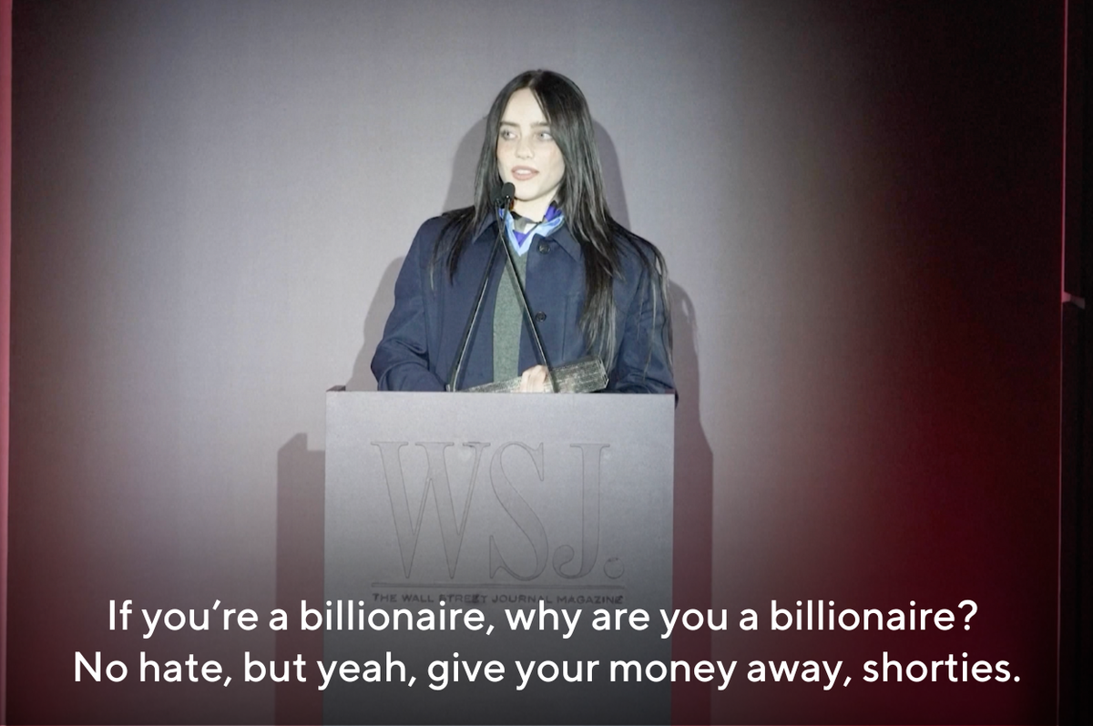 billie eilish billionaires donate speech