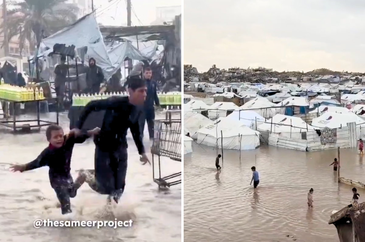 gaza winter rain flooding tents