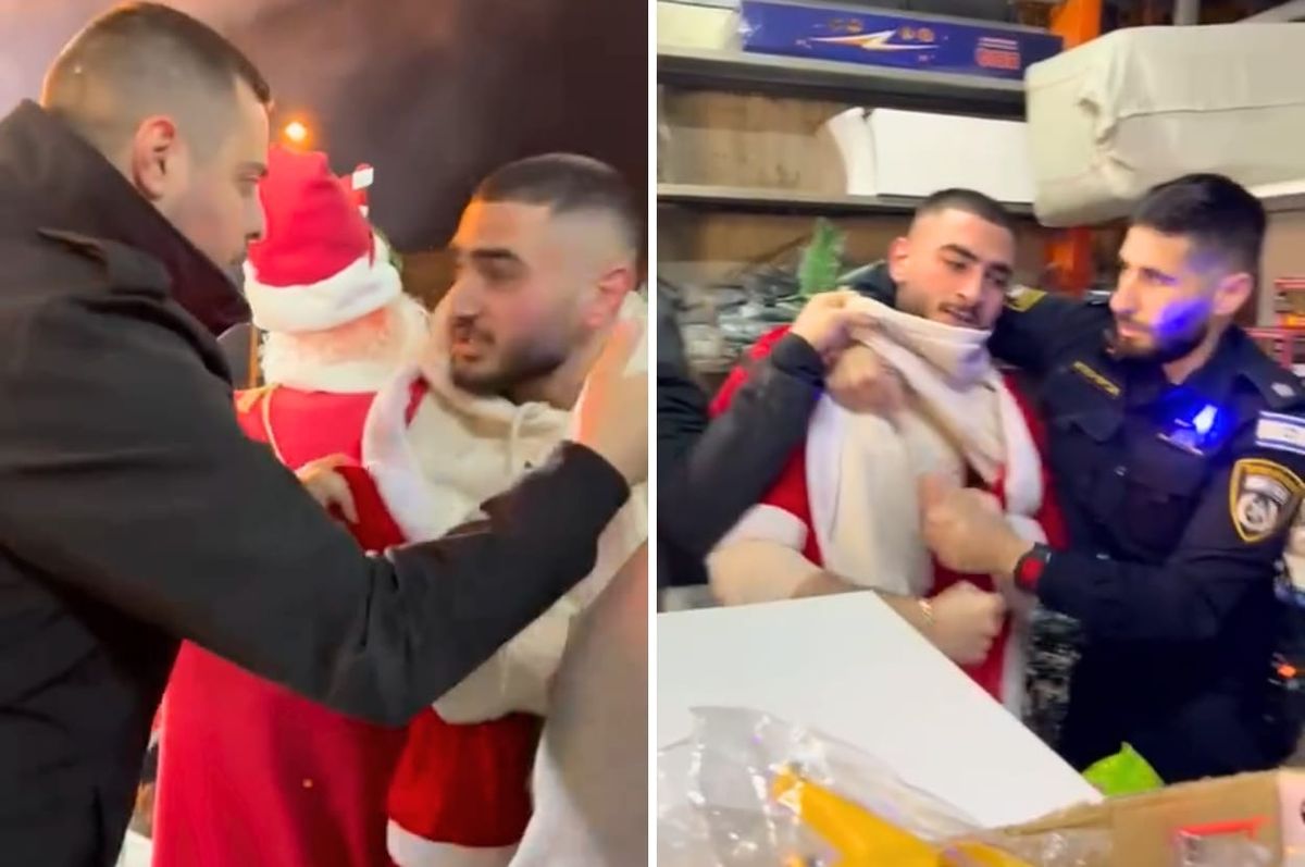 israel raid palestinian christmas haifa arrest santa