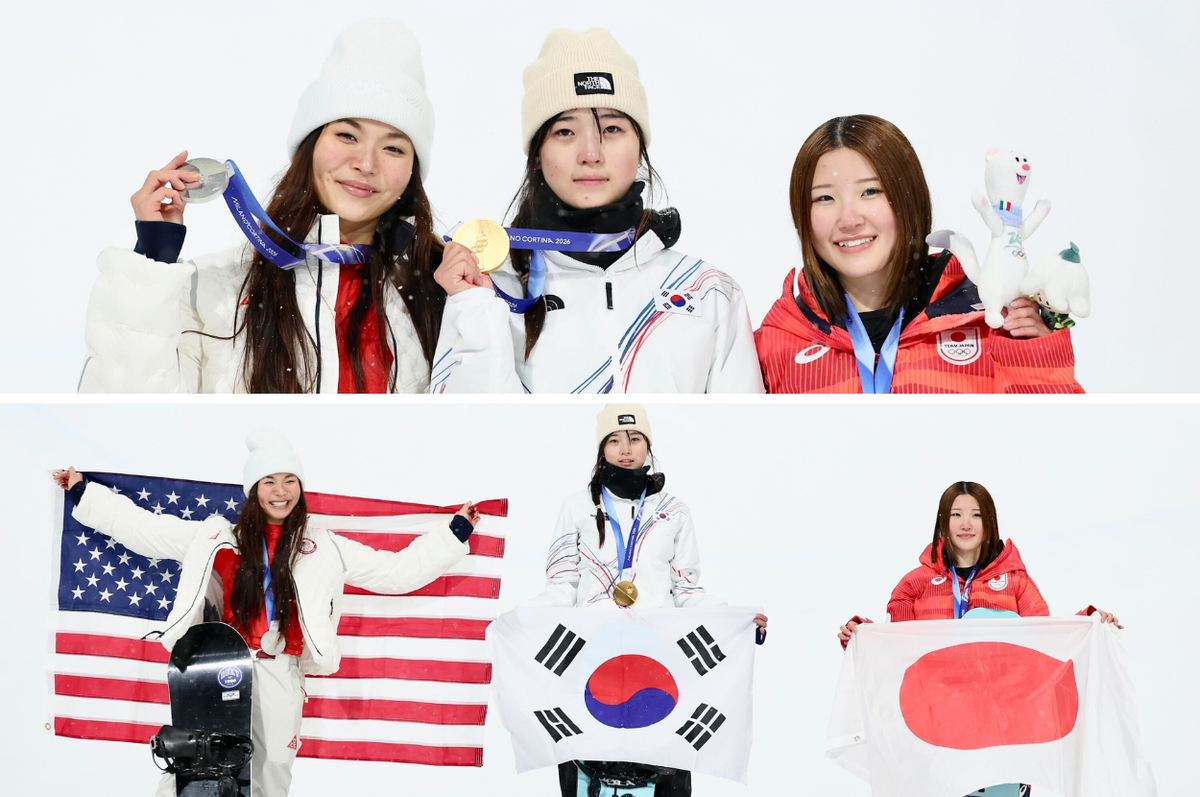 halfpipe snowboarding all asian women podium Milan olympics