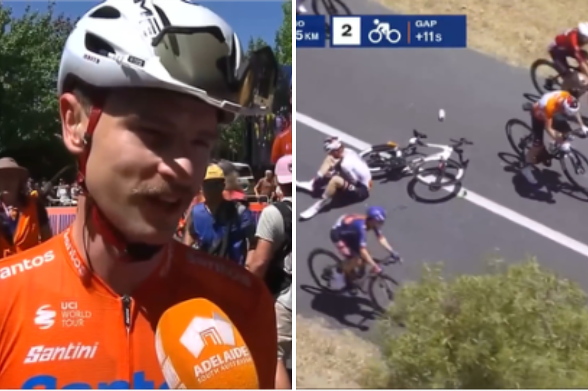 jay vine Australian Cyclist kangaroo knocked down won race