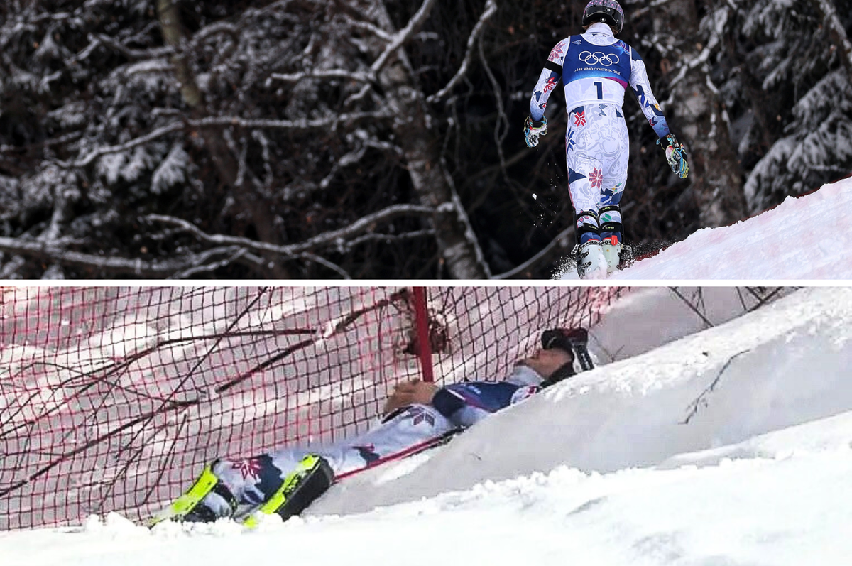 lie mcgrath norwegian slalom skier walk off milan Olympics