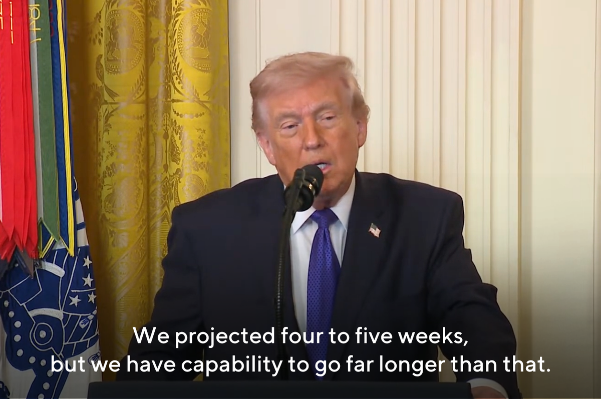 trump us israel iran war 5 weeks longer
