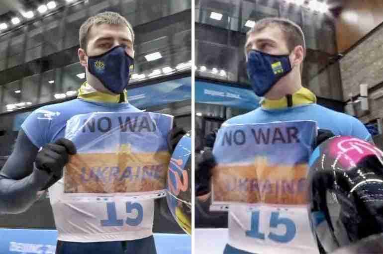 ukraine athlete vladyslav heraskevych no war protest olympics