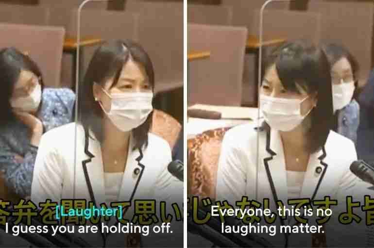 japanese woman lawmaker laughed at teen exploitation