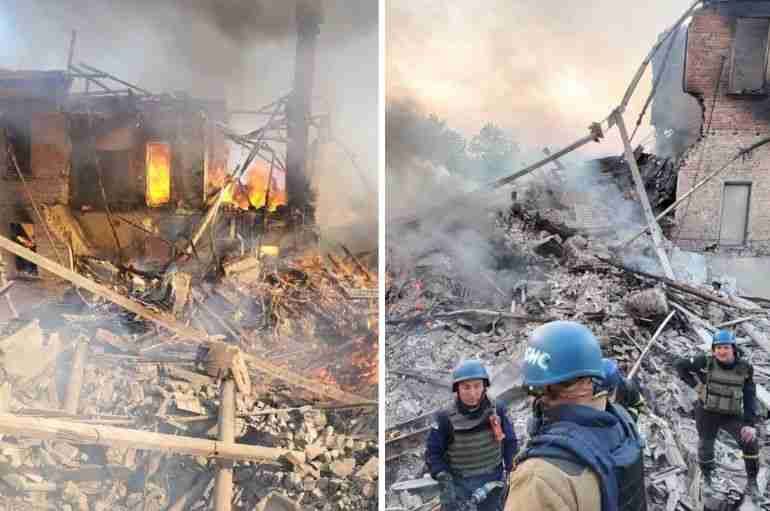 russia bomb school bilohorivka ukraine