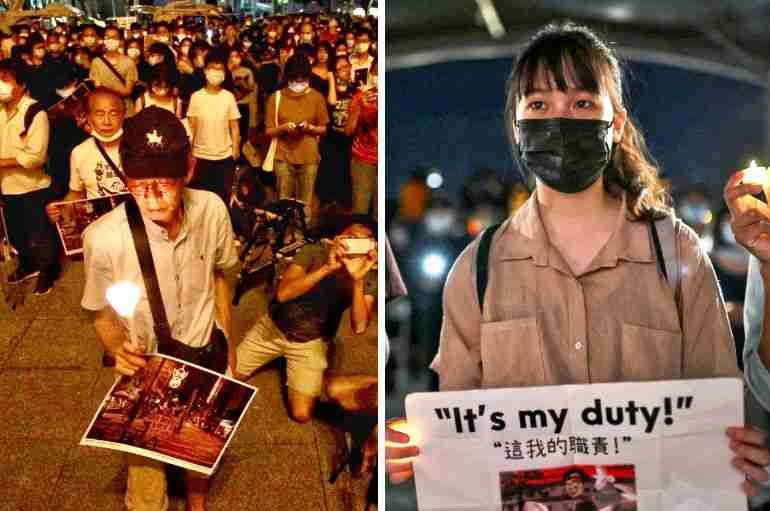 taiwan tianamen square vigil hong kong banned
