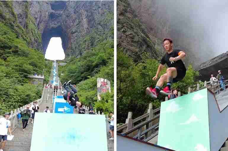 china parkour tianmen mountain ladder hunan