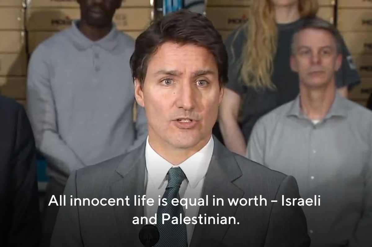 trudeau condemn israel killing women children babies