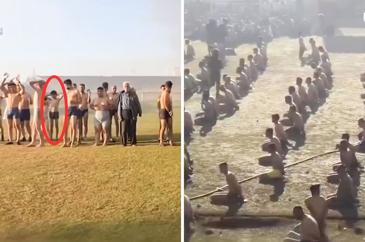 israel round up gaza men stadium