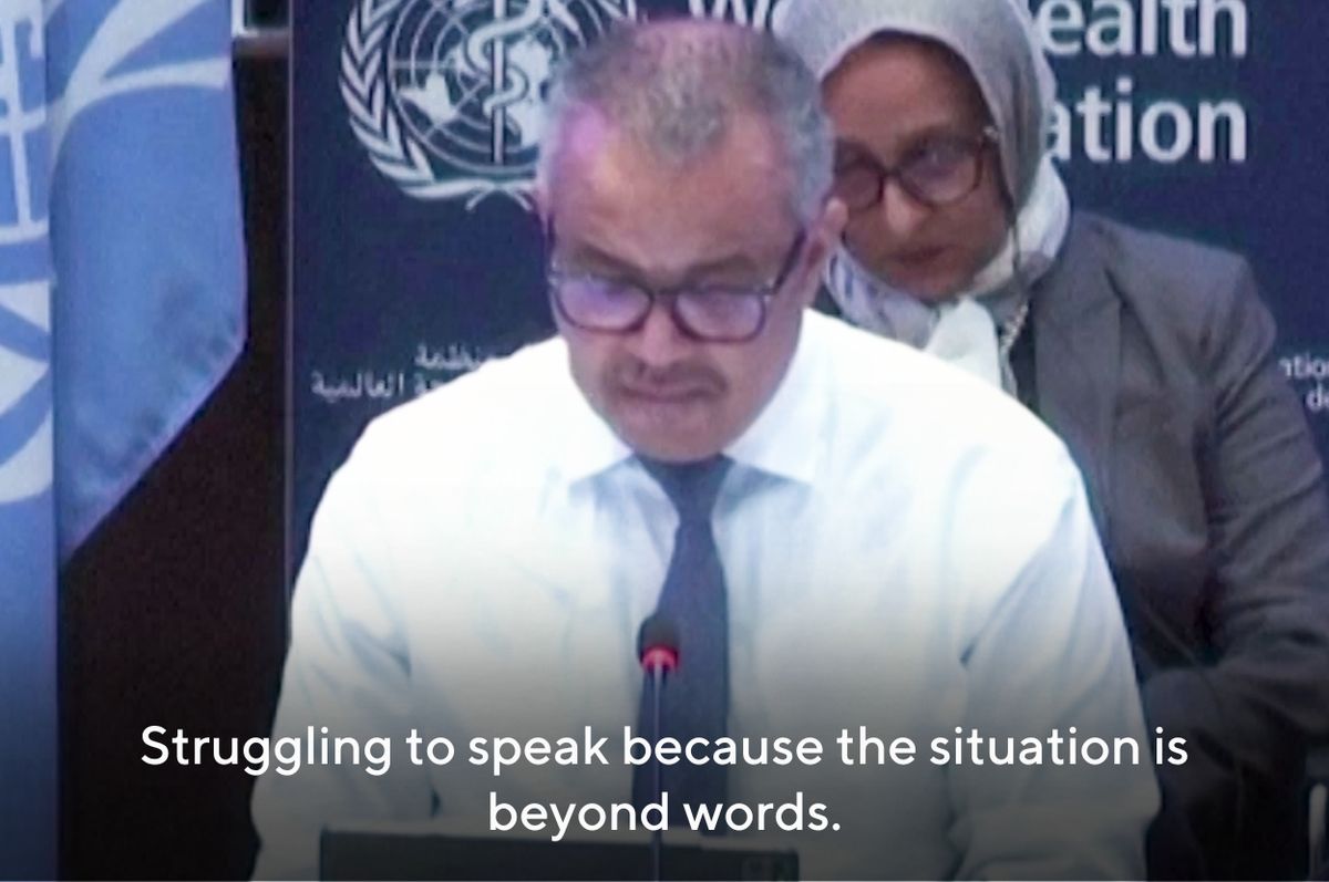 who director break down gaza tedros