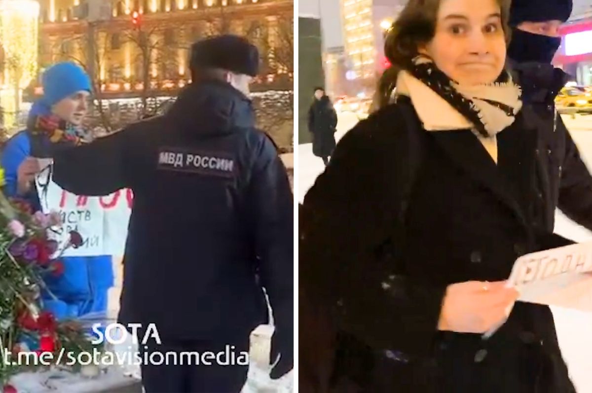 russia navalny death protesters arrested flowers