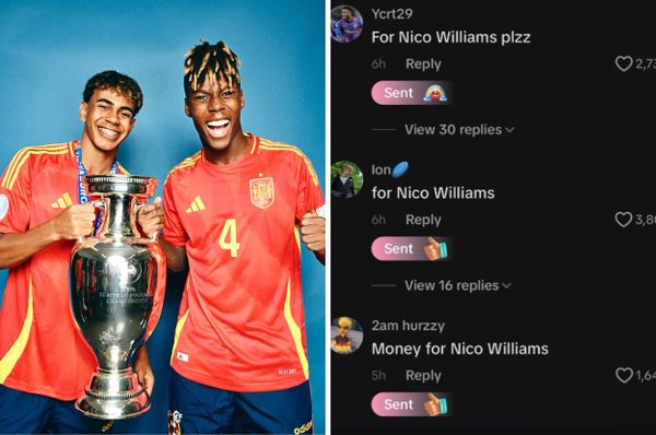 barcelona fans send money tiktok nico williams lamine yamal reunite