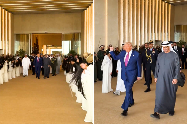 trump uae women flipping hair dance