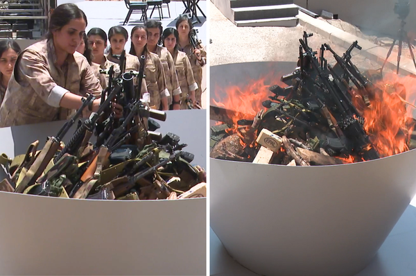kurdish pkk disarm burn weapons turkey fighting