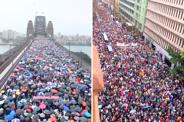 australia gaza protest sydney harbour bridge