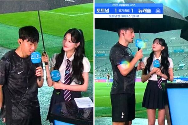 son heung min umbrella interview manners south korea football