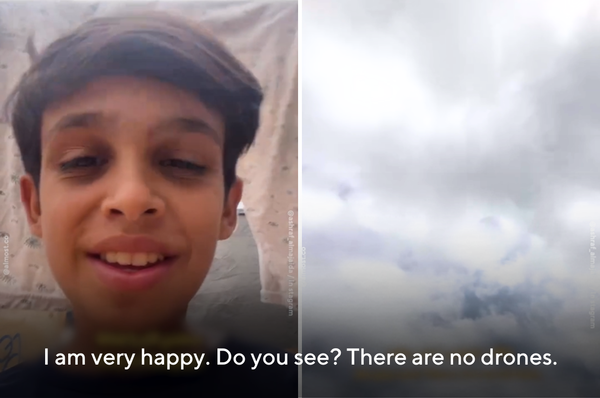 palestinian boy abdullah almajaida ceasefire video october 2025